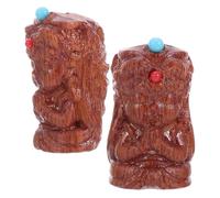 SUPVOX Perline di Legno Naturale Intagliate 11X20Mm 2 Pezzi Perline Tibetane Divinità della Ricchezza Foro Forniture Fai da Te per Braccialetti e Collane Artigianali