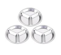 SUPVOX Piatti Multi-griglia in Acciaio Inox 12 Cm Set da 3, Piattini per Condimenti e Salsa di Soia 3 Scomparti, per Casa, Ristoranti e Catering