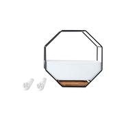 SUPVOX Porta Vasi Nero Geometrico Ottagonale in Ceramica e Metallo con Supporto a Parete e 2 Chiodi senza Segni per Piante da Interno e Piccoli Cactus per Soggiorno e Balcone