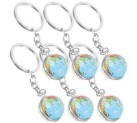 SUPVOX Portachiavi con Mini Mappamondo in Lega di Zinco, 6 Pezzi, Regalo per Festa e Compleanno, Creativi Pendenti per Zaino