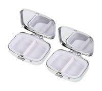 SUPVOX Portapillole da Tasca Portatile con 2 Scomparti in Metallo e Decorazioni Brillanti, Organizer Rettangolare Leggero per Uso Quotidiano e Viaggio, Confezione da 2 Pezzi