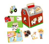 SUPVOX Puzzle in Legno Fattoria Gioco Educativo in Legno Naturale con Scena Fienile Dettagliata Puzzle Costruzioni per Sviluppo Cognitivo e Gioco di Gruppo per Bambine in Età Prescolare