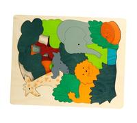 SUPVOX Puzzle in Legno per Strati con Animali Cartoon Educativo Prescolare per Sviluppo Cognitivo e Coordinazione Mano Occhio Naturale per Primi Puzzle e Figure Zoo