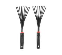 SUPVOX Rastrello da Giardinaggio a Mano 9 Denti con Manico in Plastica Nera, Set 2 Pezzi per Pulizia Giardino e Raccolta Foglie, Attrezzi da Giardinaggio per Esterni con Impugnatura