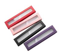 SUPVOX Scatola per Penne in Carta con Finestra Trasparente Set da 4 Pezzi Rosa Rosso Nero Viola Astuccio Regalo Resistente e Pratico per Ufficio e Scuola