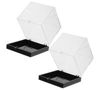 SUPVOX Scatole Espositive Quadrate Trasparenti in Plastica per Campioni Minerali Contenitori per Esposizione di Gemme e Statuette Set da 2 Pezzi Base Nera per Collezioni e Decorazioni