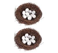 SUPVOX Set 12 Pezzi Nidi Artificiali in Rattan Uova Decorative per Pasqua, Decorazioni per Feste e Centrotavola Realistici e Resistenti