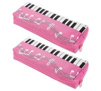 SUPVOX Set 2 Astucci in Tessuto Rosa per Ragazze e Donne, Custodia Portapenne Carina e Resistente All'acqua, per Viaggi e Scuola con Design Tastiera Pianoforte