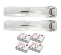 SUPVOX Set 2 Cucitrici Portatili da Scrivania in Ferro e Plastica 200 Punti Metallici Riutilizzabili, Morsetti per Documenti senza Fori per Ufficio e Scuola Stile Casuale