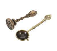 SUPVOX Set 2 Pezzi Cucchiaio in Lega di Zinco e Timbro per Sigilli di Cera Vintage, Cucchiaio Antiaderente per Sciogliere Cera, Strumento per Sigillare Buste e Artigianato Creativo