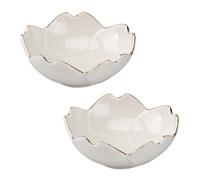 SUPVOX Set 2 Pezzi Piattini per Condimenti in Ceramica Bianca a Forma di Fiore, Piatti per Salsa Decorativi in Porcellana, per Cucina, Barbecue e Picnic