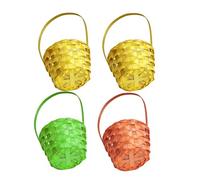 SUPVOX Set 4 Cestini di bambù Mini Portatili Manico, Colorati per Decorazioni e Caccia alle Uova di Pasqua, Cestini per Festa e Regali, Materiale Resistente, Taglia Colore Casuale