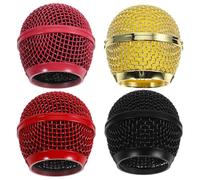 SUPVOX Set 4 Testine Griglia Microfono in Metallo Colorate, Ricambio per Microfono Cablato e Wireless, Copertura Rete Resistente per Registrazioni e Performance Live