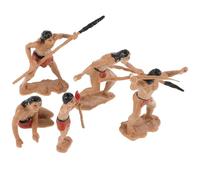 SUPVOX Set 5 Mini Statuette Uomini Primitivi in Resina, Modelli di Simulazione Realistica per Disposizione Scena e Decorazione da Collezione, Kit Scene di Caccia e Appassionati