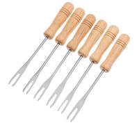 SUPVOX Set 6 Forchette per Fonduta Manico in Legno Forchette da Immersione per Cioccolato e Formaggio per Frutta Gelato e Antipasti per Casa Barbecue e Viaggi