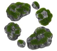 SUPVOX Set 6 Pietre Decorative Artificiali Muschio Finto Resistenti all’umidità, Riempitivo per Vasi e Decorazione Interni ed Esterni, Accessori per Paesaggistica e Centrotavola Verde