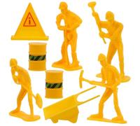 SUPVOX Set 8 Pezzi Decorazioni Torta Non Commestibili Mini Statuette Operai Edili in Plastica, Figure Lavoratori Simulazione per Feste Compleanno Tema Cantiere