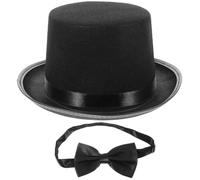 SUPVOX Set Accessori Realistici Cappello Nero e Fiocco di Costume da Detective per Feste a Tema e Giochi di Ruolo, per Party di Carnevale