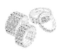 SUPVOX Set Anelli da Donna Strass a File, 4 Pezzi in Lega Leggera, Design Elastico Impilabile, per Feste e Celebrazioni