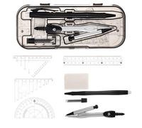 SUPVOX Set Compasso da Disegno Metallico Goniometro e Righello Dritto in Plastica, Kit Matematica per Scuola e Ufficio Bussola Antiscivolo Ergonomica, Strumenti di Disegno Tecnico