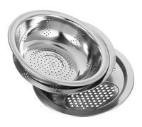 SUPVOX Set da 3 Pezzi in Acciaio Inox Colino per Alimenti e Grattugia, Vaschetta per Lavaggio Frutta e Verdure, Cestino Portaoggetti Pratico per Cucina Professionale Stile Casuale