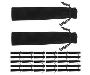 SUPVOX Set da 50 Astucci per Penne in Velluto Nero Coulisse Custodia Morbida Portapenne Compatta per Penne Stilografiche e Matite per Scuola e Ufficio