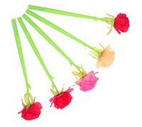SUPVOX Set di 5 Penne Sfera Forma di Fiori in Silicone e Tessuto, Pratiche e Facili da Usare per Studenti, per Back To School Party Design Creativo e Dettagli Delicati Colore Casuale