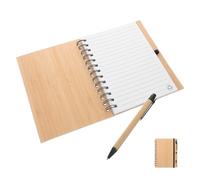 SUPVOX Set Quaderno a Spirale in Bambù con Copertina Rigida, Blocco Note Portatile Tascabile per Appunti e Diario, Quaderno da Ufficio e Scuola con Pagine Ampie e Rilegatura Robusta
