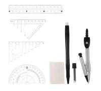 SUPVOX Set Strumenti Disegno Geometrico per Studenti Compasso Righello Triangolare Professionale e Goniometro Kit Cancelleria Portatile per Scuola Architettura e Progettazione Tecnica