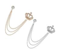 SUPVOX Spilla da Colletto con Pietre Decorative per Donna e Uomo Set 2 Pezzi con Catena e Nappa Fermaglio per Abiti in Lega Resistente Accessori Eleganti per Eventi Formali e Outfit