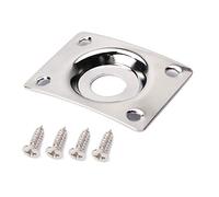 supvox Square Curved Guitar Jack Plate indented 1/4 inch Pickup Output input Jack Socket Plate con viti per basso elettrico (Argento)