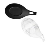 SUPVOX Supporto per Cucchiaio e Poggiamestolo in Silicone Resistente al Calore, Set da 2 Pezzi Design Elegante Nero e Marmo, Poggia Utensili per Cucina e Bancone Adatto a Casa