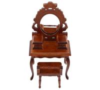 SUPVOX Toeletta per casa delle bambole: set da toeletta in legno in scala 1:12 con specchio e sedia - per stimolare il gioco creativo e creare un'accogliente decorazione per la casa delle bambole