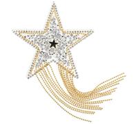 SUPVOX Toppe Materiale Resina e Adesivo con Pietre Decorative a Forma di Stella Termoadesive e Catena di Perline Argento per Decorazioni Abbigliamento e Accessori Fai da Te