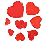 SUPVOX 8Pz Forma Cuore Patch Toppe Termoadesive Applique Cucire per Jeans Vestiti Panno (Rosso)