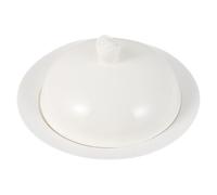 SUPVOX Vassoio da Dessert in Ceramica Bianca con Coperchio, Piatto di Servizio Compatto per Feste e Ristorazione, Stoviglie la Casa Eleganti e Funzionali