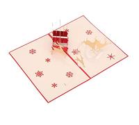 SUPYINI Cartoline di Natale in 3d, Carrello di Cervo 3d Natalizio Forma di Saluto Intaglio Cavo con Busta, Decorazione più Bella della Scrivania, Tieni gli Occhi Lontani Dallo Schermo