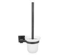 SUPYINI Spazzola per la pulizia della parete con manico lungo, colore nero, per bagno, WC, casa, set portabicchieri