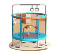 SUPYINI Trampolino per Bambini con Rete di Recinzione, Canestro da Basket e Anelli, Giocattolo Ideale per Interni Ed Esterni per Ragazzi e Ragazze, Design Compatto per un Facile Montaggio, (Blu)