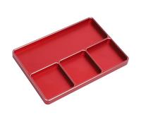 SUPYINI Vassoio a vite di riparazione RC in lega di alluminio a 4 griglie con timbro magnetico per auto e aerei RC 1/10 1/8, strumento di riparazione, palette di dischi per modelli RC (rosso)