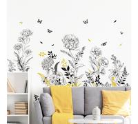 Supzone Adesivi Murali - Decorazione Parete con Fioretti Gialli e Neri, Motivo Naturale, Adesivi da Parete Autoadesivi Rimovibili per Soggiorno e Camera da Letto, Vetrofanie Primavera