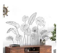 Supzone Adesivi Murali - Decorazione Parete con Piante Tropicali a Linee Nere Semplificate, Adesivi da Parete Autoadesivi Rimovibili per Soggiorno e Camera da Letto, Vetrofanie Primavera