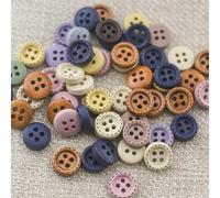 SUQ 100PCS Bottoni Assortiti per Fai Da Te, in Legno, 10mm 4-Fori Colorati a Forma Di Rotundità, per Cucito/Sostituzione/Maglieria/Artigianato Fatto a Mano