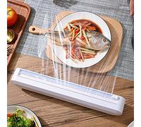 SUQ Dispenser di Pellicola Trasparente Involucro Plastica, Riutilizzabile Dispenser, Ventosa per Avvolgere Fogli, Trasparente Pellicola Stagnola, Cucina Domestica, Ristorante, Senza BPA (Bianco)