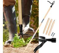 SUQ Estrattore per Erbacce da Giardino, estrattore per Erbacce, per alzarsi in Piedi, Manico Lungo con 4 Artigli, Artigli per Scavare in profondità e Tenere fortel, 3-Stage Regolabile (Pino)
