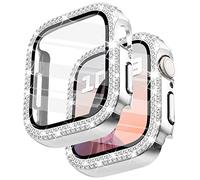 Surace Custodia con pellicola protettiva per Apple Watch Serie 6/5/4, 44 mm | Crystals Diamond - Cover protettiva per il viso con custodia in vetro temperato per Apple Watch, sensibile al tatto