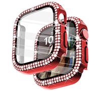 Surace Custodia con pellicola protettiva per Apple Watch Serie 9/8/7, 41 mm | Crystals Diamond - Cover protettiva per il viso con custodia in vetro temperato per Apple Watch, sensibile al tatto