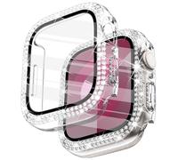 Surace Custodia con pellicola protettiva per Apple Watch Serie 9/8/7, 45 mm | Crystals Diamond - Cover protettiva per il viso, con vetro temperato, per Apple Watch, sensibile al tatto, trasparente