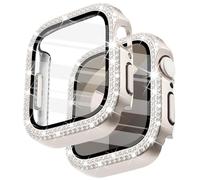 Surace Custodia con pellicola protettiva per Apple Watch Serie 9/8/7, 45 mm | Crystals Diamond - Cover protettiva per il viso con custodia in vetro temperato per Apple Watch, Sensitive Touch, Starlight