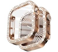 Surace Custodia con pellicola protettiva per Apple Watch Series 11/10, 42 | Crystals Diamond - Cover protettiva per il viso, con vetro temperato, per Apple Watch, sensibile al tatto, colore: oro rosa
